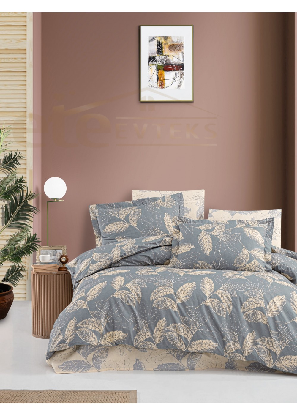 ETEHOMETEX Çift Kişilik Ranforce Pamuklu Lastikli Çarşaflı Nevresim Takımı ARİNA 8696474232060